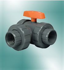 Three-Way, Lateral, Plastic, Ball Valves, Hayward