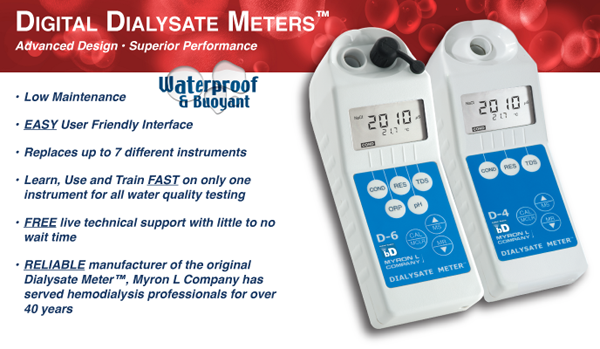 Digital, Dialysate, Meter, D6, water quaity analysis, Myron L Company